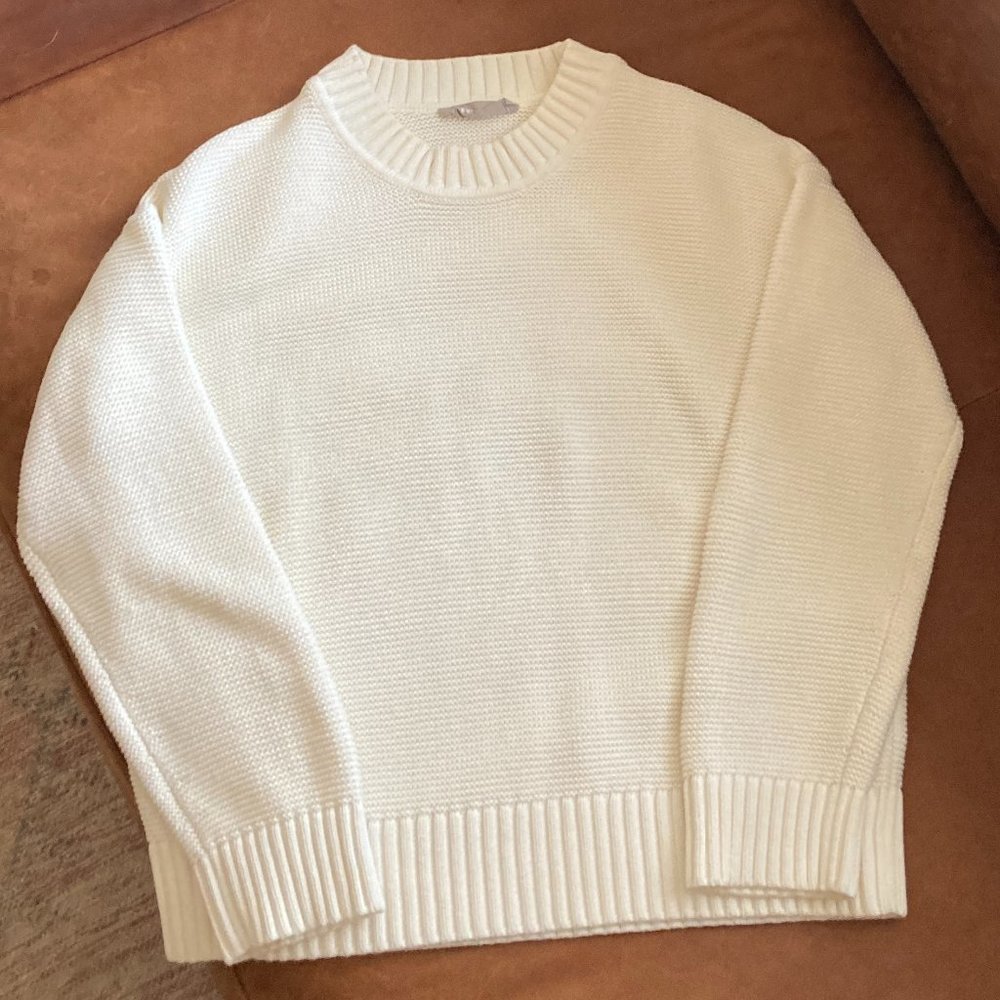 Everlane Link Stitch Cotton Crewneck Sweater Cream Small